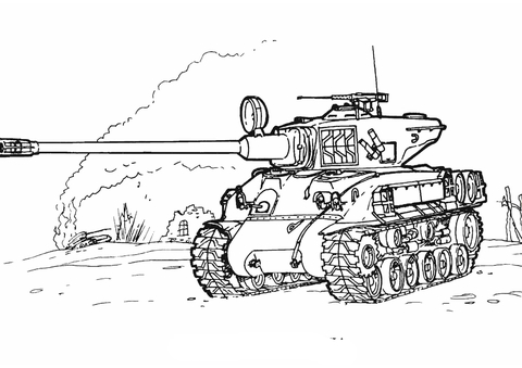 Sherman M 51 Tank Coloring Page